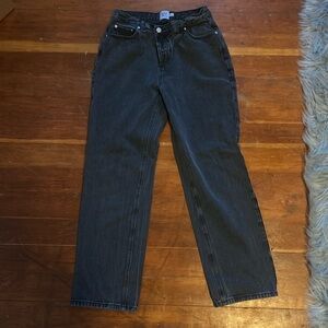 Princess Polly Holly Aymmetric Straight Leg Jean Black Denim